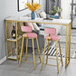 Glam 1/2/3 Pieces Metal Bar Table Set Rectangle Bar Table with High Stools for Home 3 Pieces: Table, 2 Pink Stools Clearhalo 'Bar Furniture' 'furn' 'furn_home_bar_bar_sets' 'Furniture' 'Home Bars & Bar Sets' 'home_bar_bar_sets' 'Kitchen & Dining Furniture' 5987860