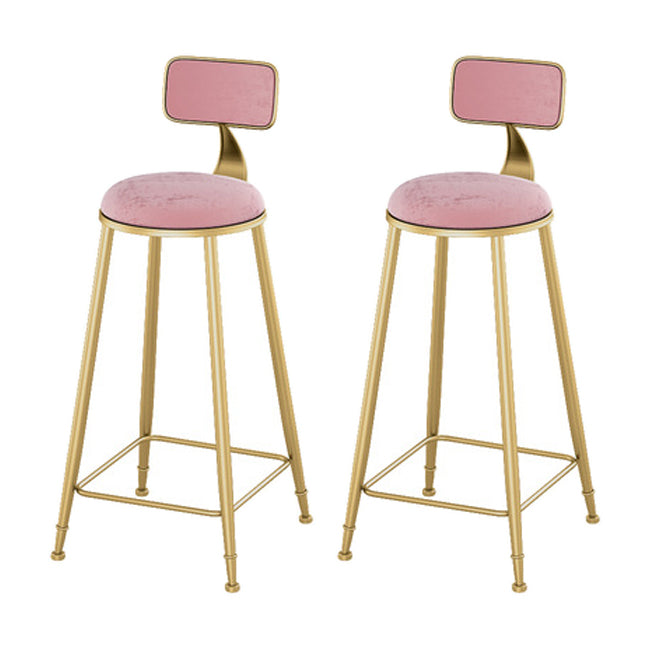 Glam 1/2/3 Pieces Metal Bar Table Set Rectangle Bar Table with High Stools for Home Pink 30"H Stools (Set of 2) Clearhalo 'Bar Furniture' 'furn' 'furn_home_bar_bar_sets' 'Furniture' 'Home Bars & Bar Sets' 'home_bar_bar_sets' 'Kitchen & Dining Furniture' 5987863