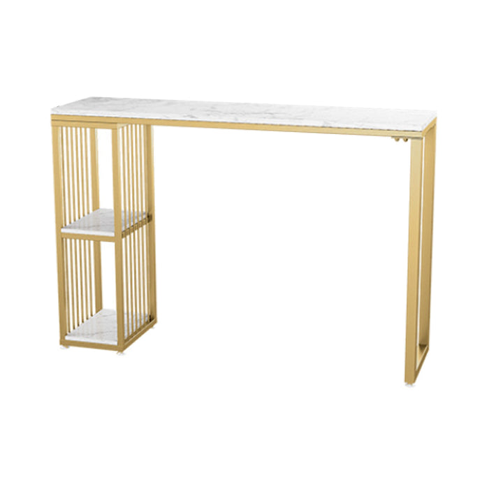 Glam 1/2/3 Pieces Metal Bar Table Set Rectangle Bar Table with High Stools for Home Clearhalo 'Bar Furniture' 'furn' 'furn_home_bar_bar_sets' 'Furniture' 'Home Bars & Bar Sets' 'home_bar_bar_sets' 'Kitchen & Dining Furniture' 5987865