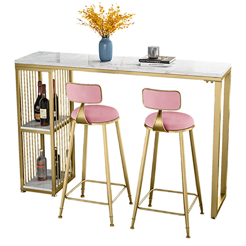 Glam 1/2/3 Pieces Metal Bar Table Set Rectangle Bar Table with High Stools for Home Clearhalo 'Bar Furniture' 'furn' 'furn_home_bar_bar_sets' 'Furniture' 'Home Bars & Bar Sets' 'home_bar_bar_sets' 'Kitchen & Dining Furniture' 5987866