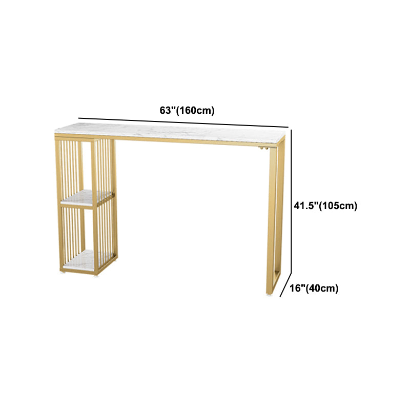 Glam 1/2/3 Pieces Metal Bar Table Set Rectangle Bar Table with High Stools for Home Clearhalo 'Bar Furniture' 'furn' 'furn_home_bar_bar_sets' 'Furniture' 'Home Bars & Bar Sets' 'home_bar_bar_sets' 'Kitchen & Dining Furniture' 5987871