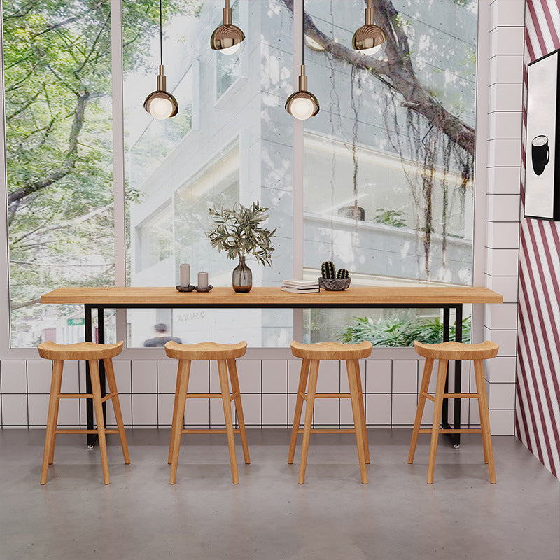Industrial 1/2/5 Pieces Wooden Bar Table Set Rectangle Bar Table with High Wood Stools Clearhalo 'Bar Furniture' 'furn' 'furn_home_bar_bar_sets' 'Furniture' 'Home Bars & Bar Sets' 'home_bar_bar_sets' 'Kitchen & Dining Furniture' 5987911