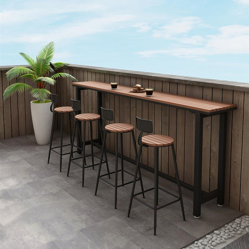 Industrial 1/2/5 Pieces Reclaimed Wood Bar Table Set Fixed Counter Set Clearhalo 'Bar Furniture' 'furn' 'furn_home_bar_bar_sets' 'Furniture' 'Home Bars & Bar Sets' 'home_bar_bar_sets' 'Kitchen & Dining Furniture' 5987935