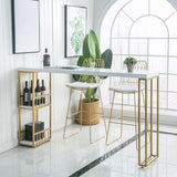 Glam 1/2/3 Pieces Wood Bar Table Set Rectangle Bar Table with High Stools for Kitchen Clearhalo 'Bar Furniture' 'furn' 'furn_home_bar_bar_sets' 'Furniture' 'Home Bars & Bar Sets' 'home_bar_bar_sets' 'Kitchen & Dining Furniture' 5987967