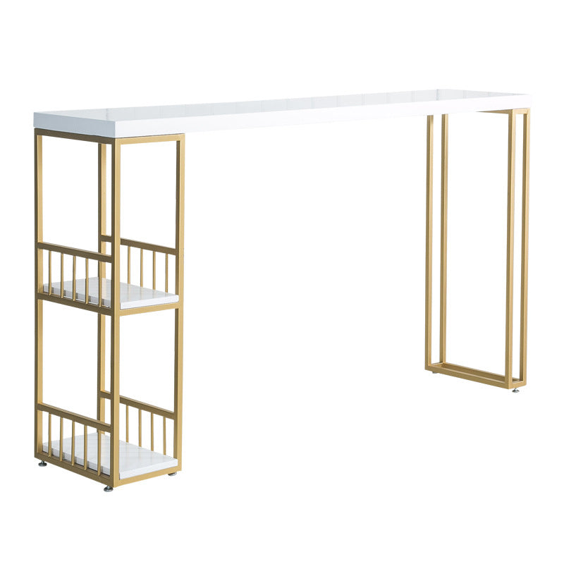 Glam 1/2/3 Pieces Wood Bar Table Set Rectangle Bar Table with High Stools for Kitchen White 94"L x 16"W Clearhalo 'Bar Furniture' 'furn' 'furn_home_bar_bar_sets' 'Furniture' 'Home Bars & Bar Sets' 'home_bar_bar_sets' 'Kitchen & Dining Furniture' 5987970