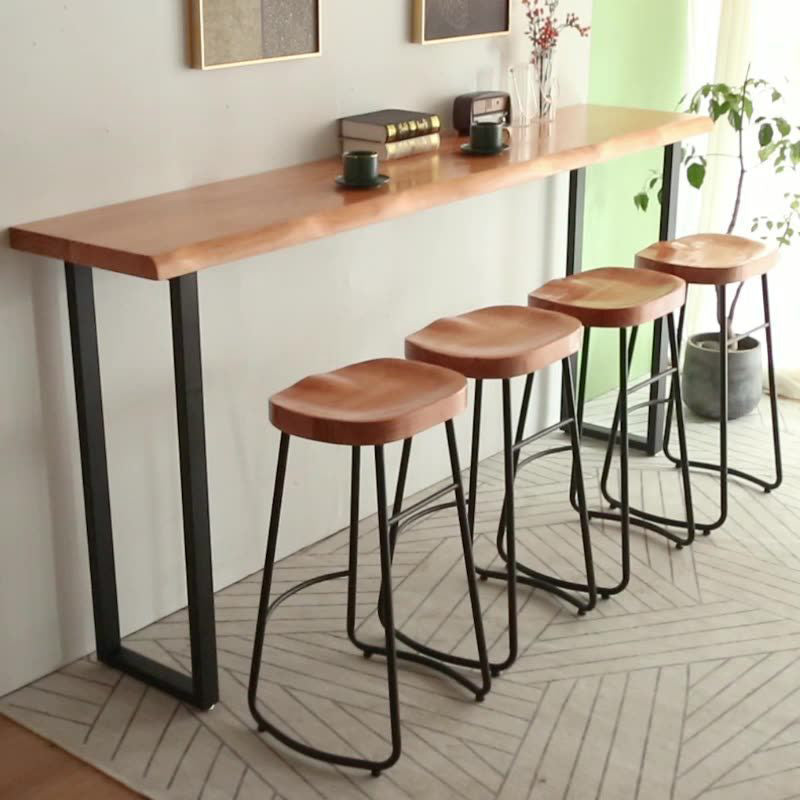Modern 1/4/5 Pieces Wood Bar Table Set Rectangle Bar Table with High Stools for Kitchen Clearhalo 'Bar Furniture' 'furn' 'furn_home_bar_bar_sets' 'Furniture' 'Home Bars & Bar Sets' 'home_bar_bar_sets' 'Kitchen & Dining Furniture' 5987983