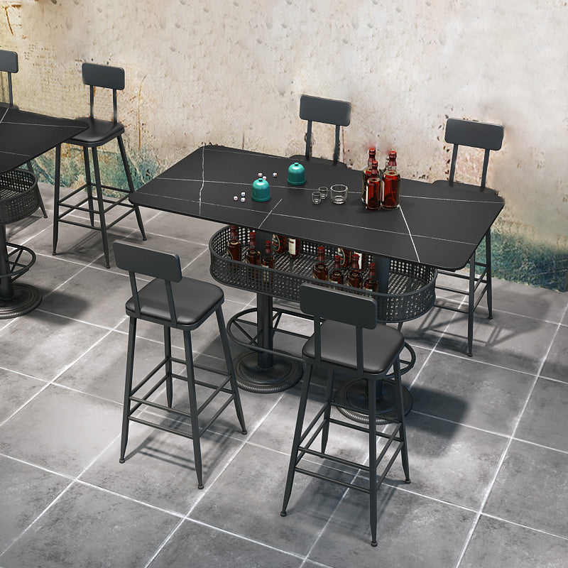 Ensemble de Table de Pub en pierre frittée contemporaine, Table de comptoir fixe, 1/2/3/5 pièces