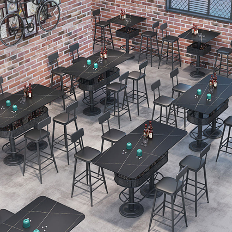 Ensemble de Table de Pub en pierre frittée contemporaine, Table de comptoir fixe, 1/2/3/5 pièces