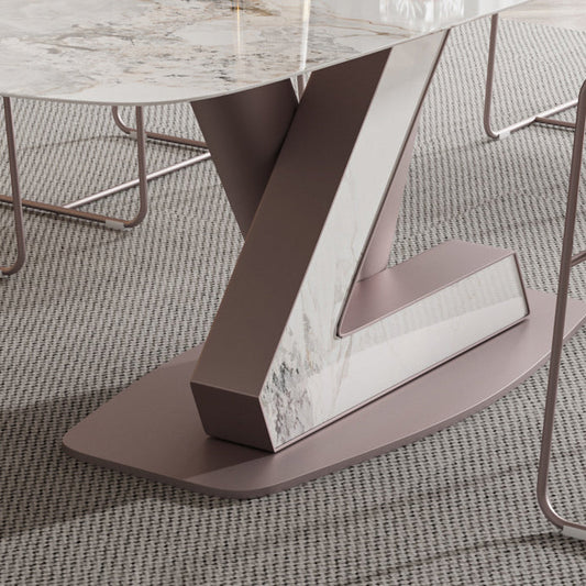 北欧1/5/7ピース長方形のダイニングセット焼結ストーントップダイニングルームテーブルセット