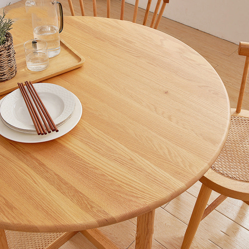 Solid Wood Dining Table Set 1/3/5 Pcs Round Dining Table with Windsor Chairs Clearhalo 'Dining Room Sets' 'Dining Tables & Seating' 'dining_room_set' 'furn' 'furn_dining_room_set' 'Furniture' 'Kitchen & Dining Furniture' 5988265