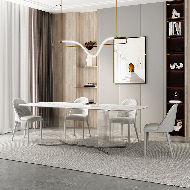 Ensemble de table à manger en pierre fritte du rectangle contemporain 1/3/4/5/6 pièces de restauration