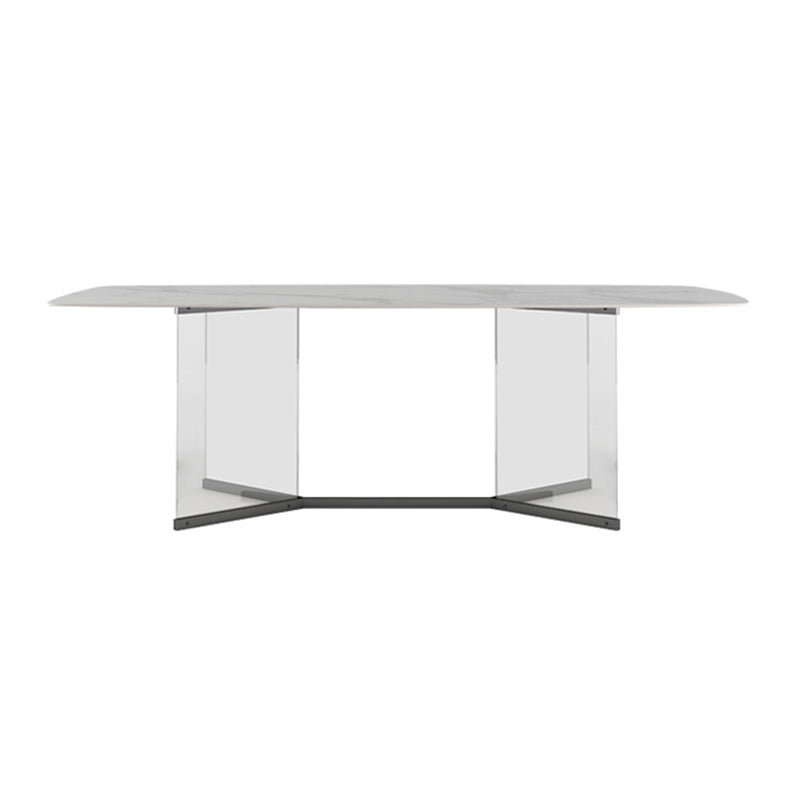 Ensemble de table à manger en pierre fritte du rectangle contemporain 1/3/4/5/6 pièces de restauration