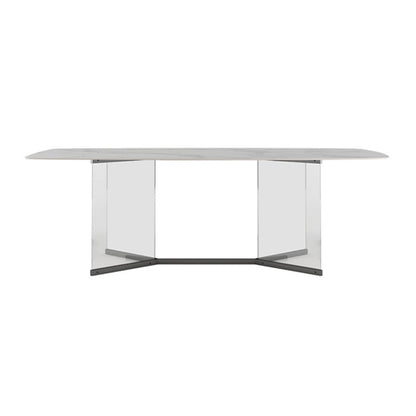 Ensemble de table à manger en pierre fritte du rectangle contemporain 1/3/4/5/6 pièces de restauration