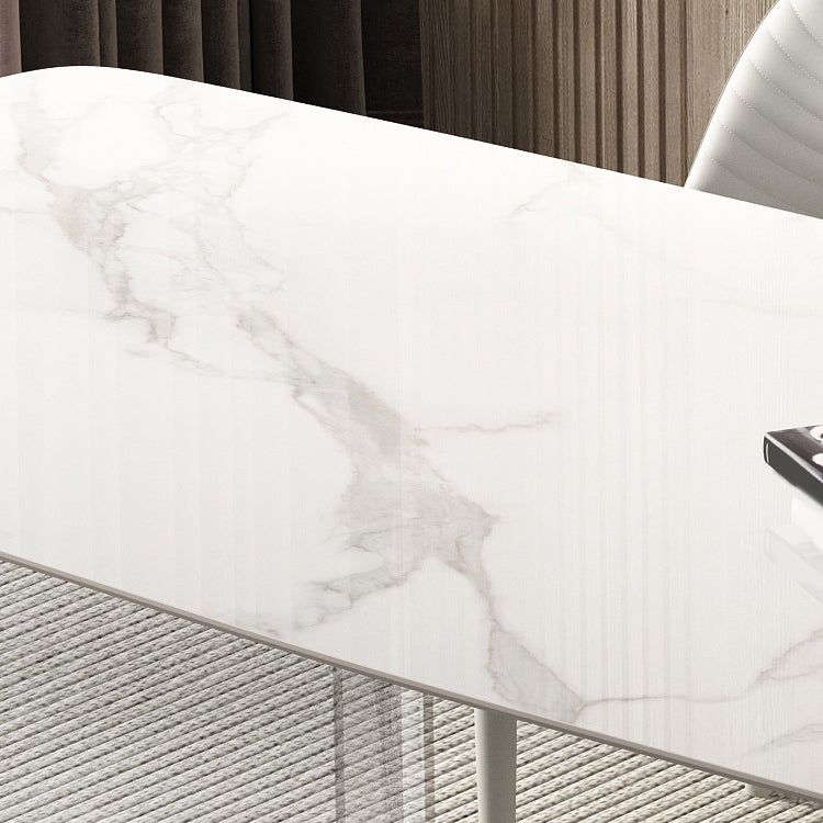 Ensemble de table à manger en pierre fritte du rectangle contemporain 1/3/4/5/6 pièces de restauration