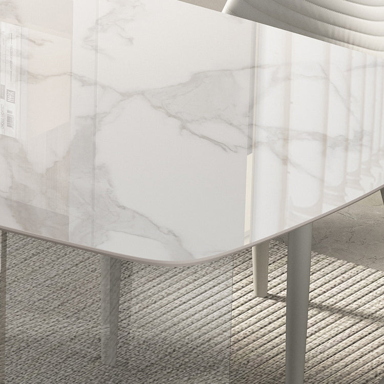 Ensemble de table à manger en pierre fritte du rectangle contemporain 1/3/4/5/6 pièces de restauration