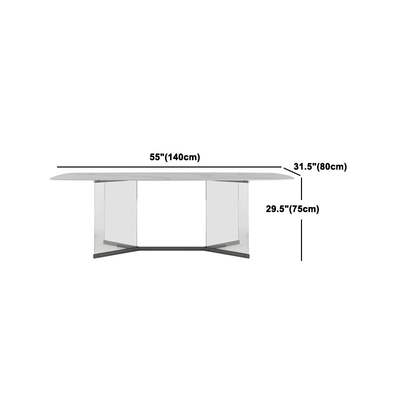 Ensemble de table à manger en pierre fritte du rectangle contemporain 1/3/4/5/6 pièces de restauration