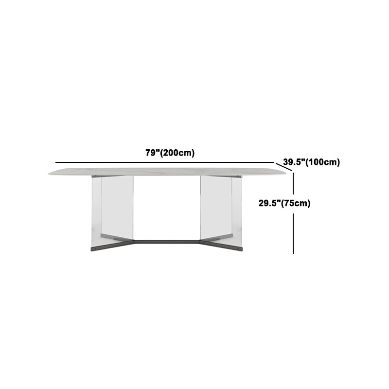 Ensemble de table à manger en pierre fritte du rectangle contemporain 1/3/4/5/6 pièces de restauration