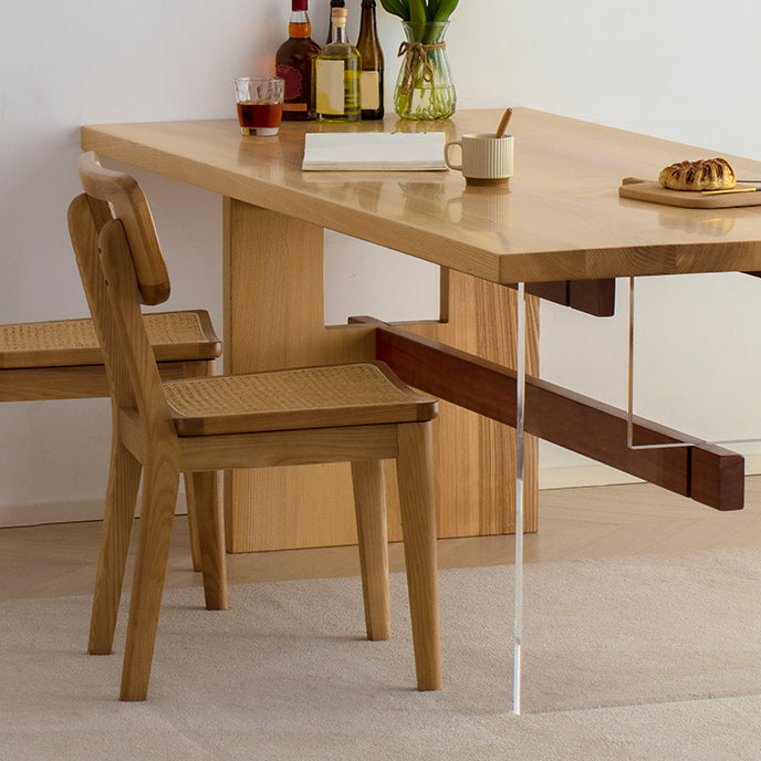 Ensemble de restauration rectangulaire moderne 1/2/4/7 Pieces Table à manger en bois massif avec chaises