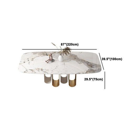 豪華な1/4/5/6/9ピース長方形のダイニングセット焼結ストーントップダイナーテーブルセット