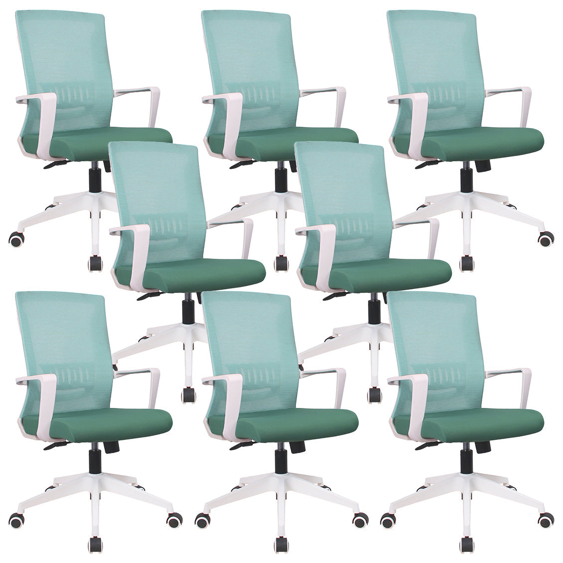 21"W Contemporary Desk Chair Green Breathable AirGrid Office Chair 8 Piece Set Casters Included Clearhalo 'furn' 'furn_office_chair' 'Furniture' 'Office Chairs' 'Office Furniture' 'office_chair' 5988460