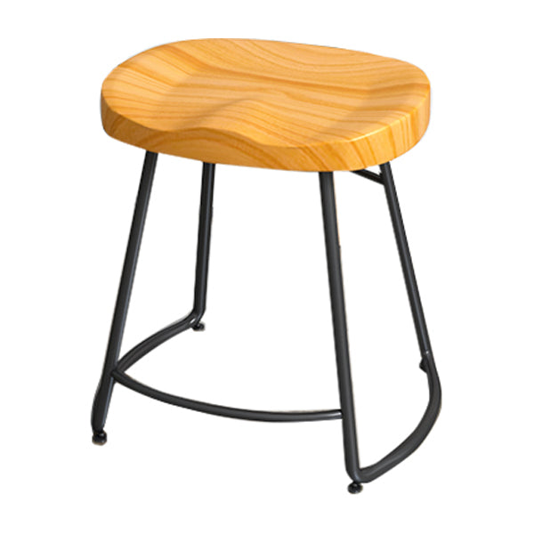 Solid Wood Backless Bar Chair Industrial Armless Metal Legs Bar Stool
