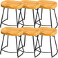 Solid Wood Backless Bar Chair Industrial Armless Metal Legs Bar Stool