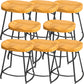 Solid Wood Backless Bar Chair Industrial Armless Metal Legs Bar Stool