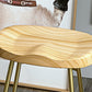 Solid Wood Backless Bar Chair Industrial Armless Metal Legs Bar Stool