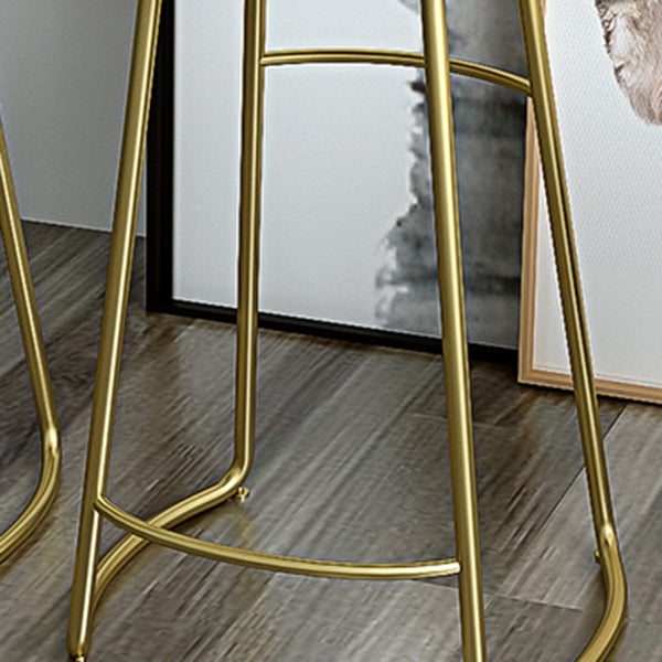 Solid Wood Backless Bar Chair Industrial Armless Metal Legs Bar Stool