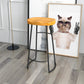 Solid Wood Backless Bar Chair Industrial Armless Metal Legs Bar Stool