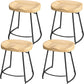 Solid Wood Backless Bar Chair Industrial Armless Metal Legs Bar Stool