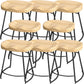 Solid Wood Backless Bar Chair Industrial Armless Metal Legs Bar Stool