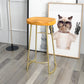 Solid Wood Backless Bar Chair Industrial Armless Metal Legs Bar Stool