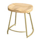 Solid Wood Backless Bar Chair Industrial Armless Metal Legs Bar Stool