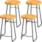 Solid Wood Backless Bar Chair Industrial Armless Metal Legs Bar Stool