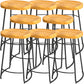 Solid Wood Backless Bar Chair Industrial Armless Metal Legs Bar Stool
