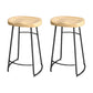Solid Wood Backless Bar Chair Industrial Armless Metal Legs Bar Stool