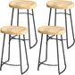 Solid Wood Backless Bar Chair Industrial Armless Metal Legs Bar Stool