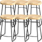 Solid Wood Backless Bar Chair Industrial Armless Metal Legs Bar Stool