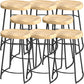 Solid Wood Backless Bar Chair Industrial Armless Metal Legs Bar Stool