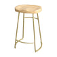 Solid Wood Backless Bar Chair Industrial Armless Metal Legs Bar Stool