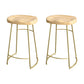 Solid Wood Backless Bar Chair Industrial Armless Metal Legs Bar Stool