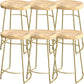 Solid Wood Backless Bar Chair Industrial Armless Metal Legs Bar Stool