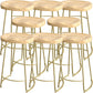Solid Wood Backless Bar Chair Industrial Armless Metal Legs Bar Stool