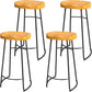 Solid Wood Backless Bar Chair Industrial Armless Metal Legs Bar Stool