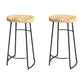 Solid Wood Backless Bar Chair Industrial Armless Metal Legs Bar Stool
