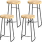 Solid Wood Backless Bar Chair Industrial Armless Metal Legs Bar Stool