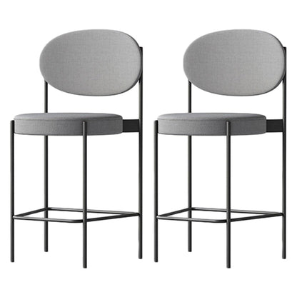 Contemporary Metal Barstool Fabric Stool Low Back in Matte Finish with 4 Legs