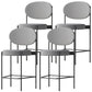 Contemporary Metal Barstool Fabric Stool Low Back in Matte Finish with 4 Legs