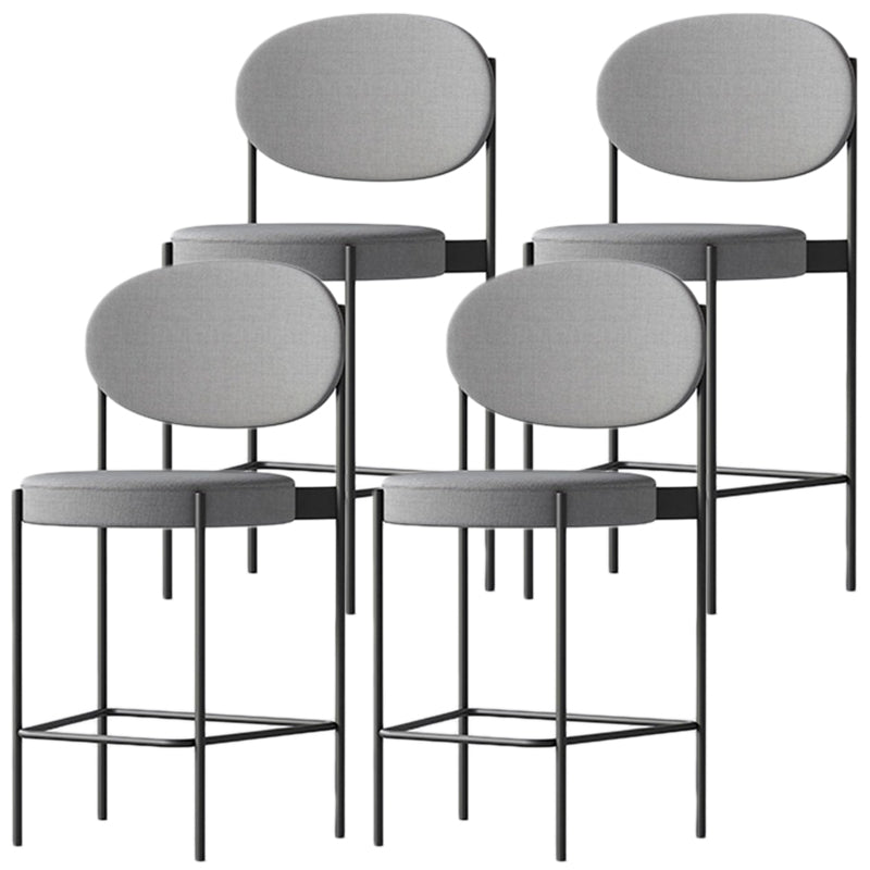 Contemporary Metal Barstool Fabric Stool Low Back in Matte Finish with 4 Legs